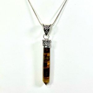Tiger Eye 925 Gemstone Pillar Pendant